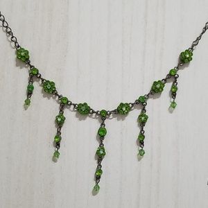 Green Crystal Flower Necklace
